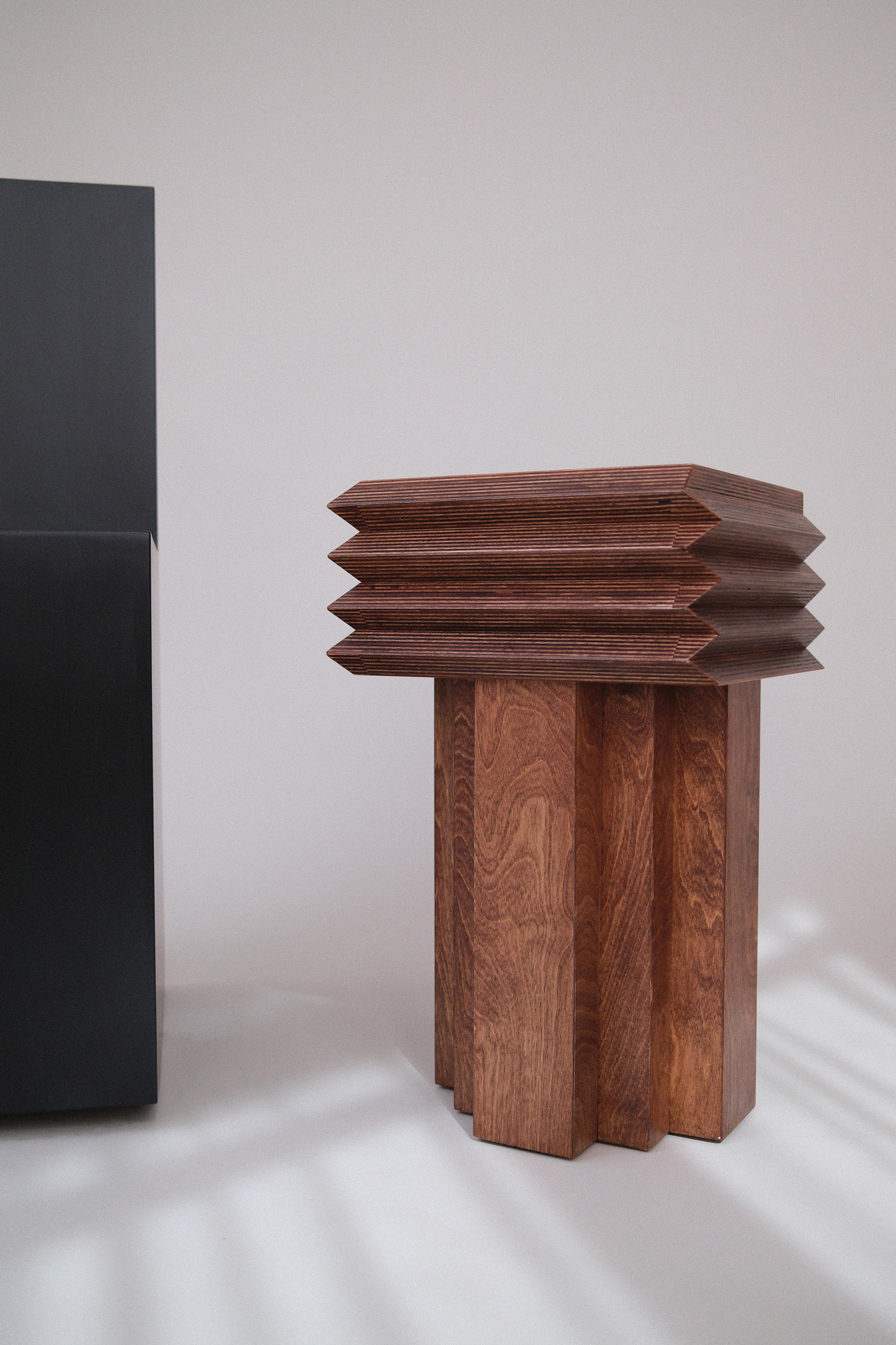 MM Stool (Satin Dark Oak) by Studio Goons, Scandinavian birch plywood