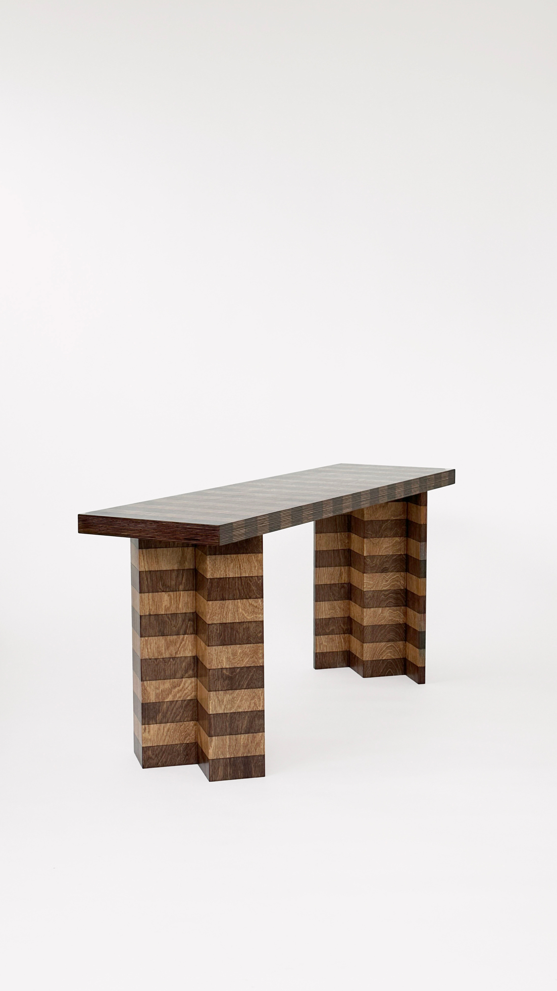 Striped Oak Bench by Studio Goons, Scandinavian birch plywood
