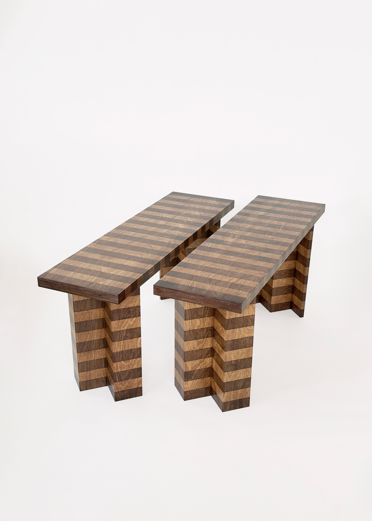 Striped Oak Bench, additional view